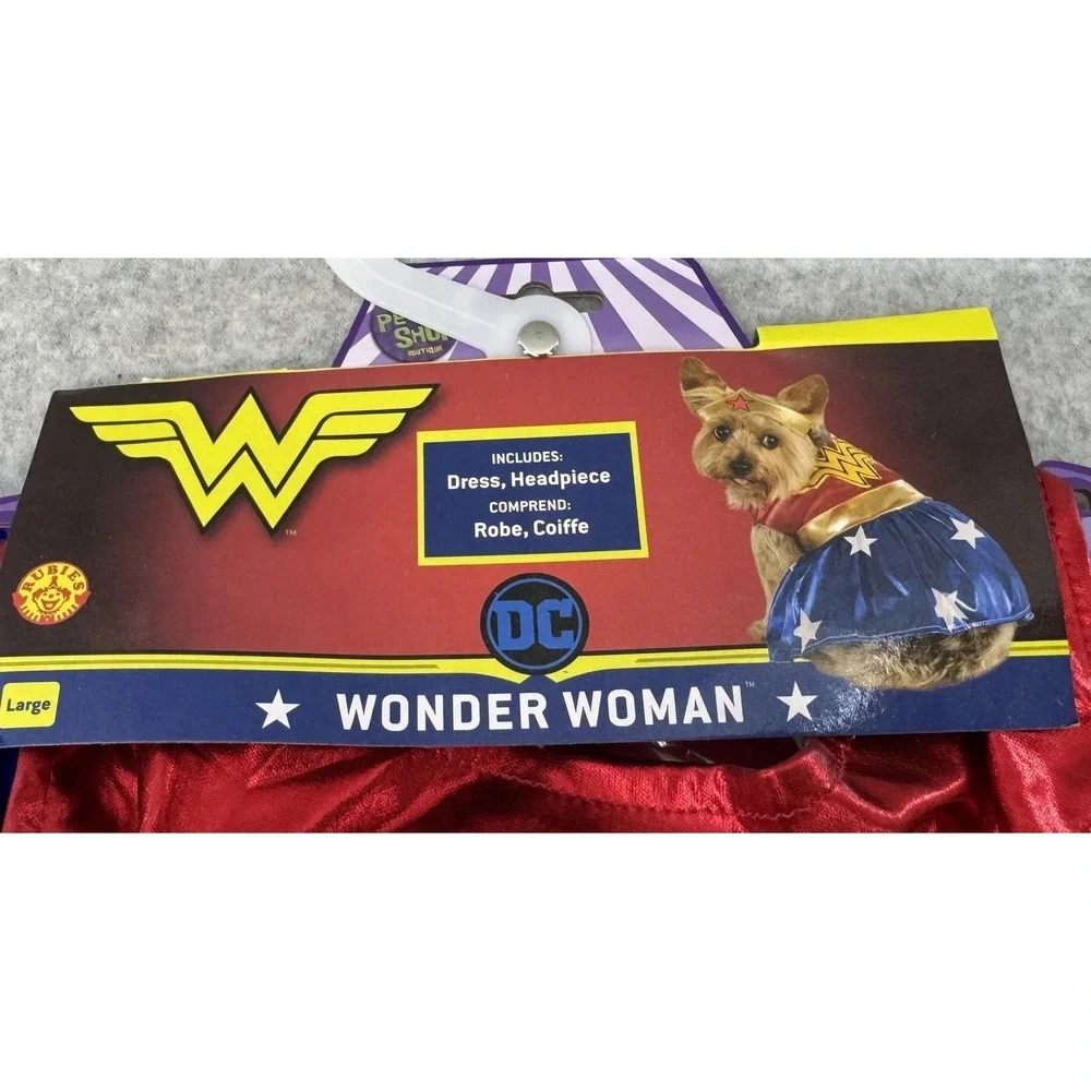 Wonder Woman Dog Costume Large DC Comics Rubies Superhero Dress Headpiece New